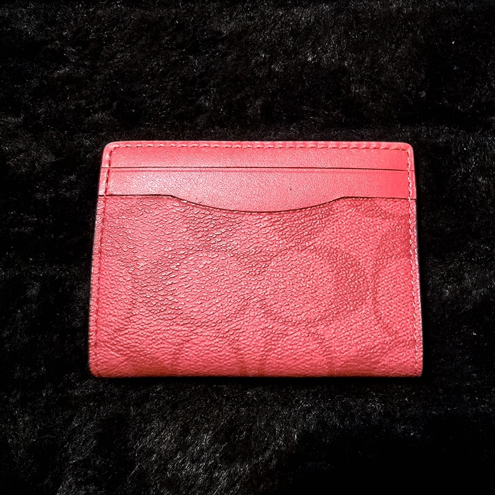Coach Miami Red Signature Canvas Card Case NWT